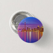 Badge Rond 2,50 Cm Coucher de soleil sur la skyline de Toronto (Devant & derrière)