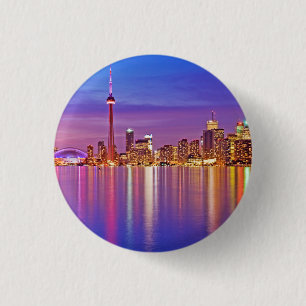Badge Rond 2,50 Cm Coucher de soleil sur la skyline de Toronto