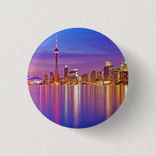 Badge Rond 2,50 Cm Coucher de soleil sur la skyline de Toronto (Devant)