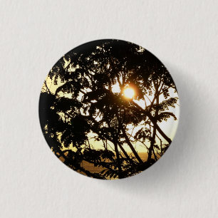 Badge Rond 2,50 Cm Coucher du soleil à travers les arbres I Photograp