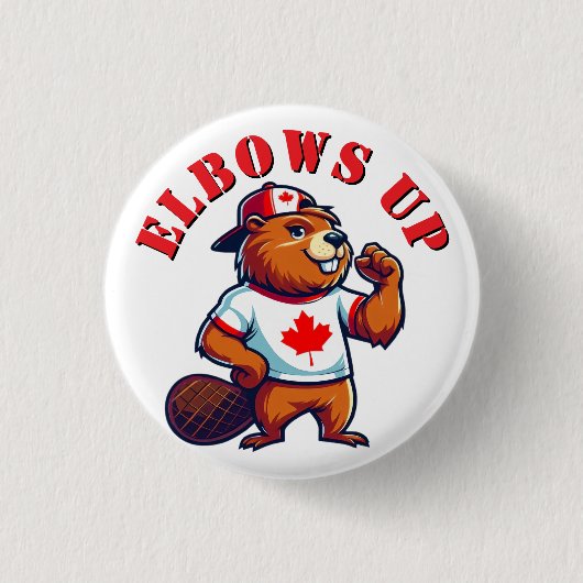 Badge Rond 2,50 Cm Coudes vers le haut Castor canadien (Devant)