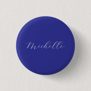 Badge Rond 2,50 Cm Couleur bleu profond calligraphie moderne et simpl
