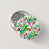 Badge Rond 2,50 Cm Couleur d'eau vive Cactus et Motif succulent (Devant & derrière)
