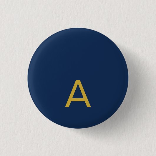 Badge Rond 2,50 Cm Couleur Or & Bleu Monogramme Initial Professionnel (Devant)