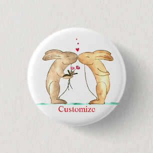 Badge Rond 2,50 Cm Couple de lapins s'embrassant Thunder_Cove