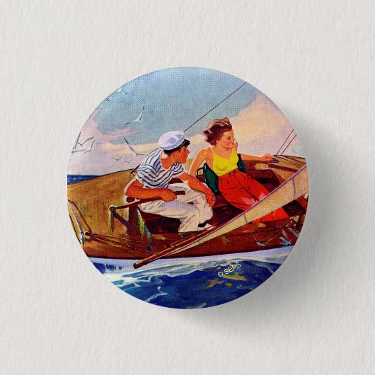 Badge Rond 2,50 Cm Couple Sailing par R.J. Cavaliere (Devant)