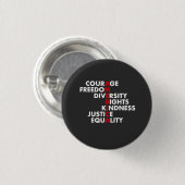 Badge Rond 2,50 Cm Courage Liberté Droits Diversité (Devant & derrière)