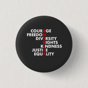 Badge Rond 2,50 Cm Courage Liberté Droits Diversité