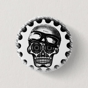 Badge Rond 2,50 Cm Coureur de café de crâne de sucre de W'nR'n