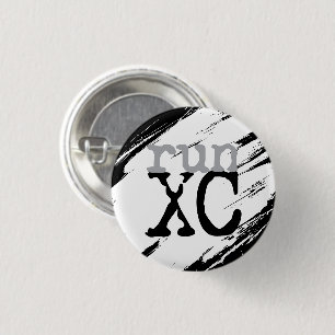 Badge Rond 2,50 Cm Courir XC - Coureur Cross Country Noir Blanc Gris