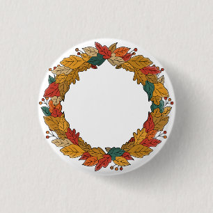 Badge Rond 2,50 Cm Couronne de feuilles automnales
