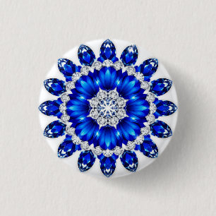 Badge Rond 2,50 Cm Couronne élégante ornée de fleurs bleues