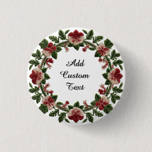 Badge Rond 2,50 Cm Couronne florale brodée