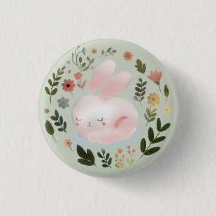 Badge Rond 2,50 Cm Couronne florale de Pâques aux couleurs pastel pou