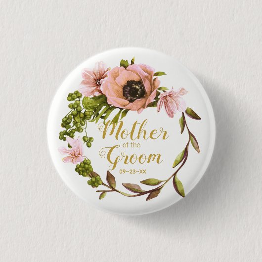Badge Rond 2,50 Cm Couronne rose Peony Mère de la chambre ID456 (Devant)
