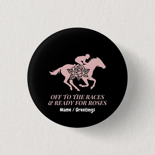 Badge Rond 2,50 Cm Courses et Roses - Course Hippique  (Devant)