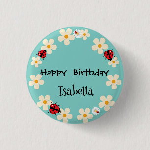 Badge Rond 2,50 Cm Coute Polka point Ladybug Daisy Flower fête d'anni