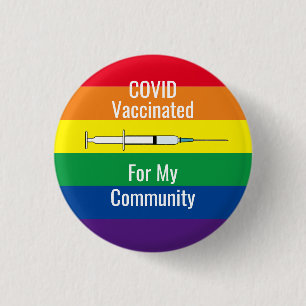 Badge Rond 2,50 Cm COVID vacciné pour mon arc-en-ciel communautaire