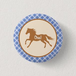 Badge Rond 2,50 Cm Cowboy Horse Pony Cute 1er Anniversaire Thème de 