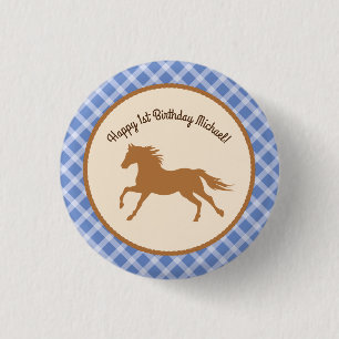 Badge Rond 2,50 Cm Cowboy Horse Pony Cute 1er Anniversaire Thème de 