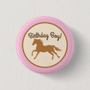 Badge Rond 2,50 Cm Cowgirl Horse Pony mignonne 1er anniversaire de fê