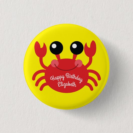 Badge Rond 2,50 Cm Crabe Anniversaire Soirée Cartoon Enfants (Devant)