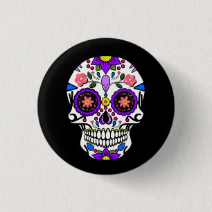 Badge Rond 2,50 Cm Crâne à sucre - Jour des Morts - Dia de los Muerto