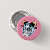 Badge Rond 2,50 Cm Crâne avec le bouton de tresses (Devant & derrière)