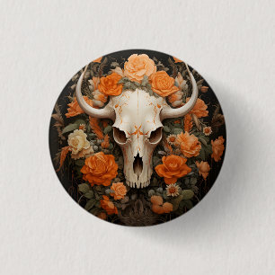 Badge Rond 2,50 Cm Crâne de sucre fleuri Bohème vintage