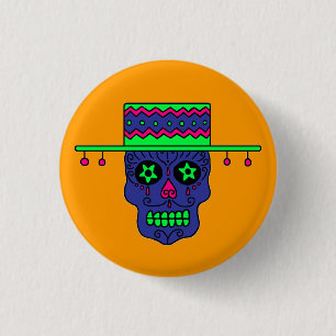 Badge Rond 2,50 Cm Crâne de sucre Gaucho