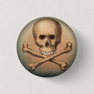 Badge Rond 2,50 Cm Crâne et os croisés bouton rond de 1 pouce