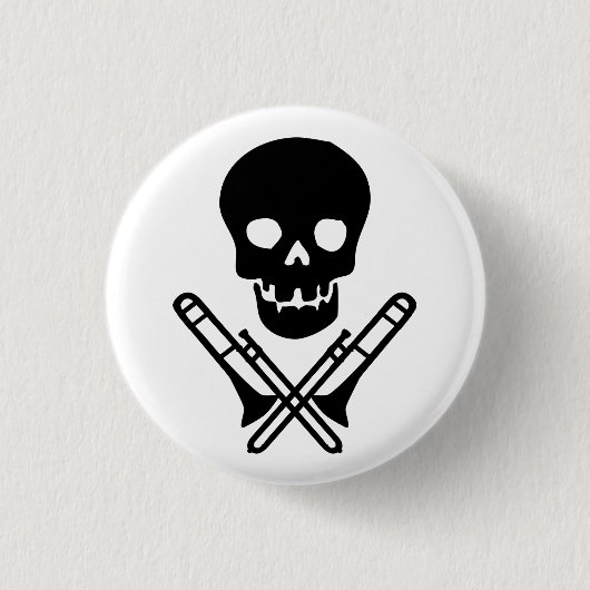 Badge Rond 2,50 Cm crâne et trombones (Devant)