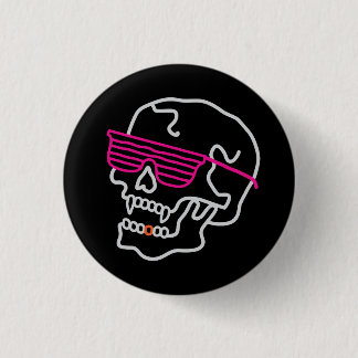 Badge Rond 2,50 Cm Crâne néon