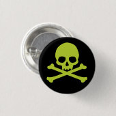 Badge Rond 2,50 Cm Crâne simple vert et os croisés (Devant & derrière)