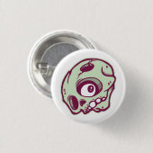 Badge Rond 2,50 Cm Crâne vert (Devant & derrière)