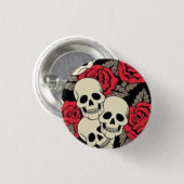 Badge Rond 2,50 Cm Crânes et bouton de roses (Devant & derrière)