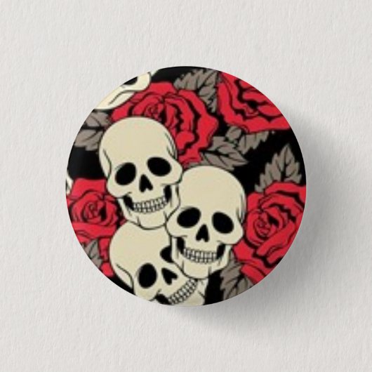Badge Rond 2,50 Cm Crânes et bouton de roses (Devant)