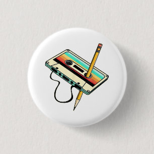 Badge Rond 2,50 Cm Crayon de bande cassette des années 80 Jeté rétro 