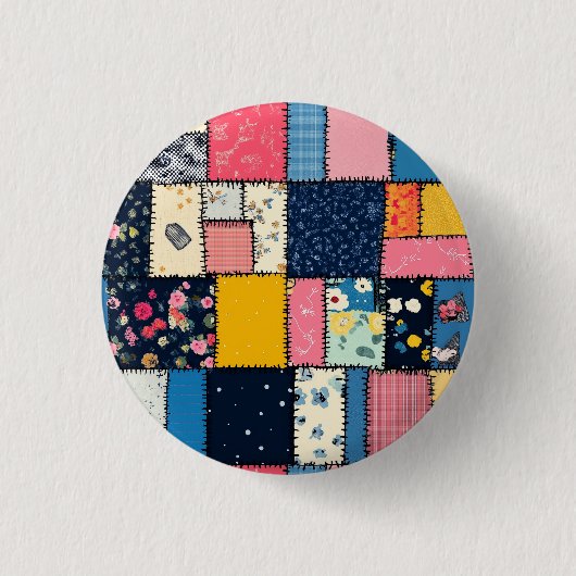 Badge Rond 2,50 Cm Création patchwork adorable, motif ludique (Devant)