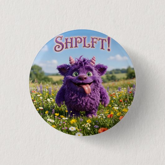Badge Rond 2,50 Cm Créature Furry Fantastique d'Attitude (Devant)