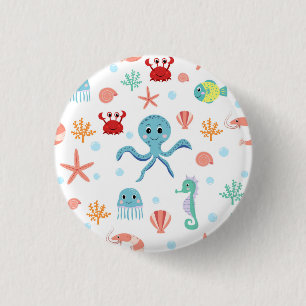 Badge Rond 2,50 Cm Créatures marines sous-marines fantaisistes