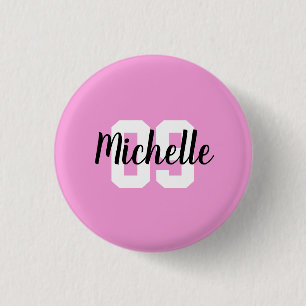Badge Rond 2,50 Cm Créer Votre Propre Nom Personnalisé Numéro Rose