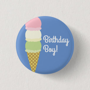 Badge Rond 2,50 Cm Crème de glace Cone mignonne 1er Anniversaire Bout