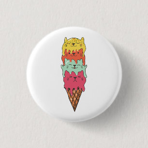 Badge Rond 2,50 Cm Crème glacée de chats mignonne Kawaii Kittens
