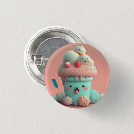 Badge Rond 2,50 Cm Crème glacée Kawaii (Devant & derrière)