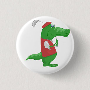 Badge Rond 2,50 Cm Crocodile Jouer au golf