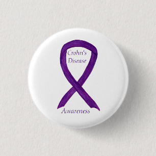 Badge Rond 2,50 Cm Crohn's Disease Awareness Purple Ribbon Custom Pin
