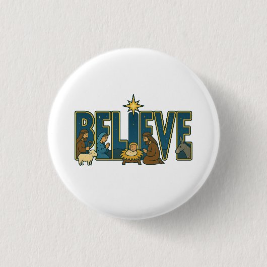 Badge Rond 2,50 Cm Croire nativité (Devant)