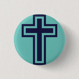 Badge Rond 2,50 Cm Croix chrétienne bleue différentes variantes
