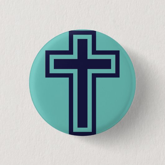 Badge Rond 2,50 Cm Croix chrétienne bleue différentes variantes (Devant)